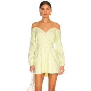 MORE TO COME Revolve Leia Yellow Wrap Long‎ Sleeve Mini Dress Tie Waist  Medium
